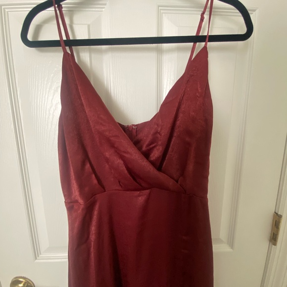Lulu’s Constantine Burgundy Satin Maxi - Picture 11 of 12